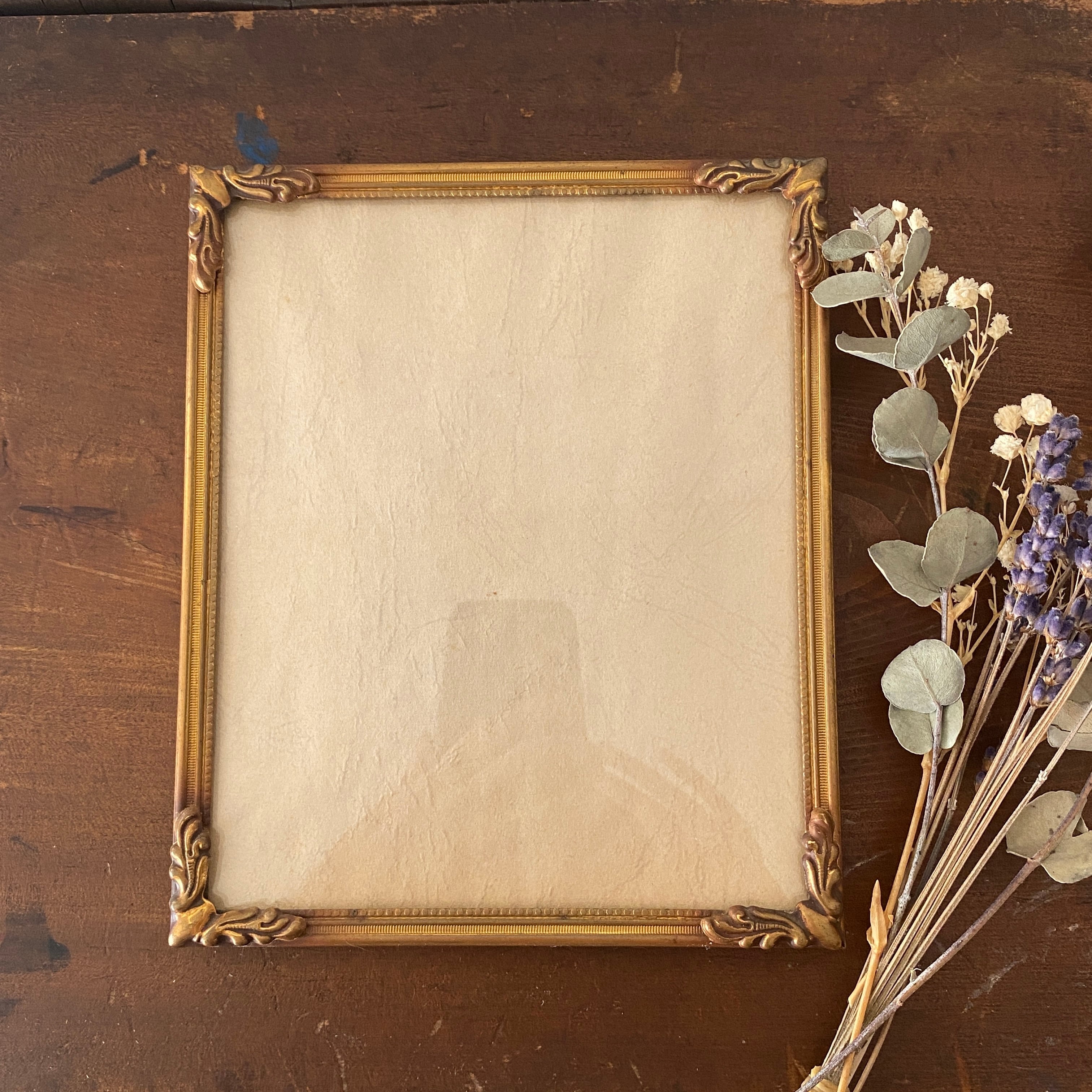 ヴィンテージ真鍮フォトフレーム/デンマーク/ 14.5㎝×12㎝/ ダメージ