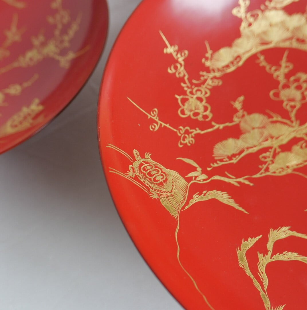 21234】 輪島塗 盃九段セット 明治 / Wajima Nuri Sake Cop Set