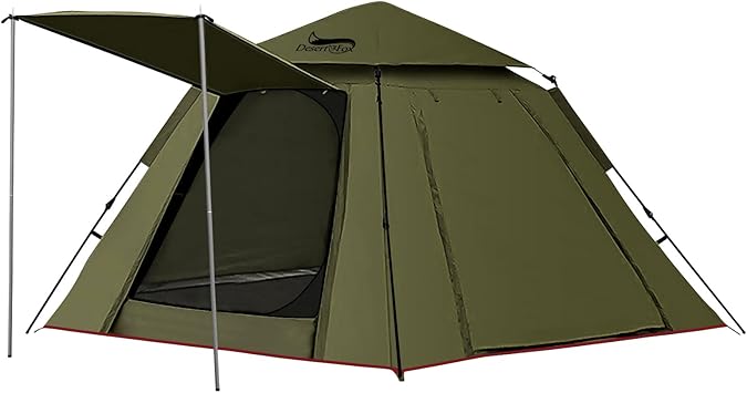 DesertFox テント ワンタッチ 3-4人用 4000mm耐水圧 テント 前室あり