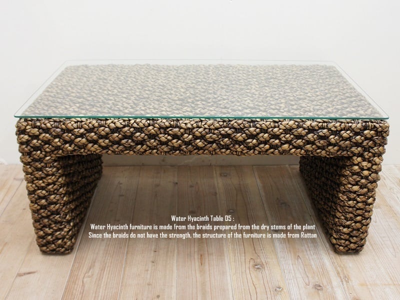 ウォーターヒヤシンス ガラステーブル 05 コーヒーテーブル アジアン