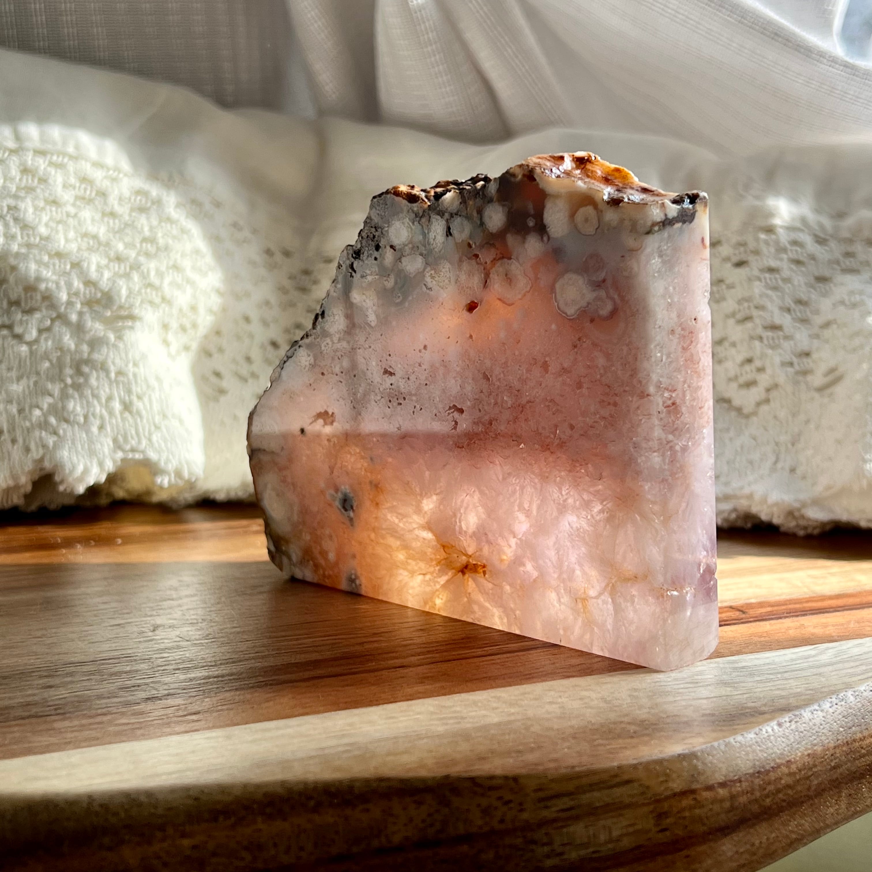 ピンクアメジスト・フラワーアゲート共生スラブ＊フラワーアゲート