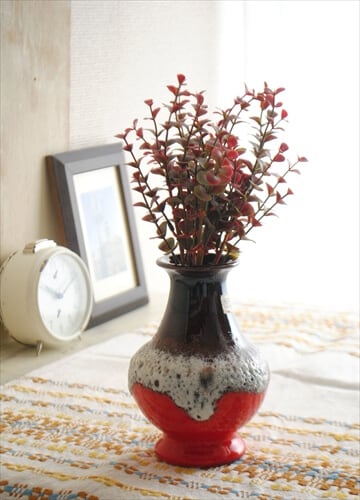 西ドイツ製 ヴィンテージ Bay Keramik 陶器の花瓶 Fat Lava 花器