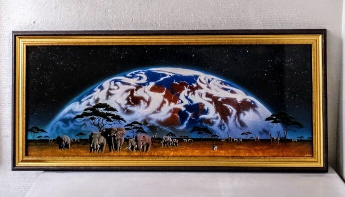 シムシメール「目覚めるアフリカ」 ポスター額装品 額縁外寸82.0x37