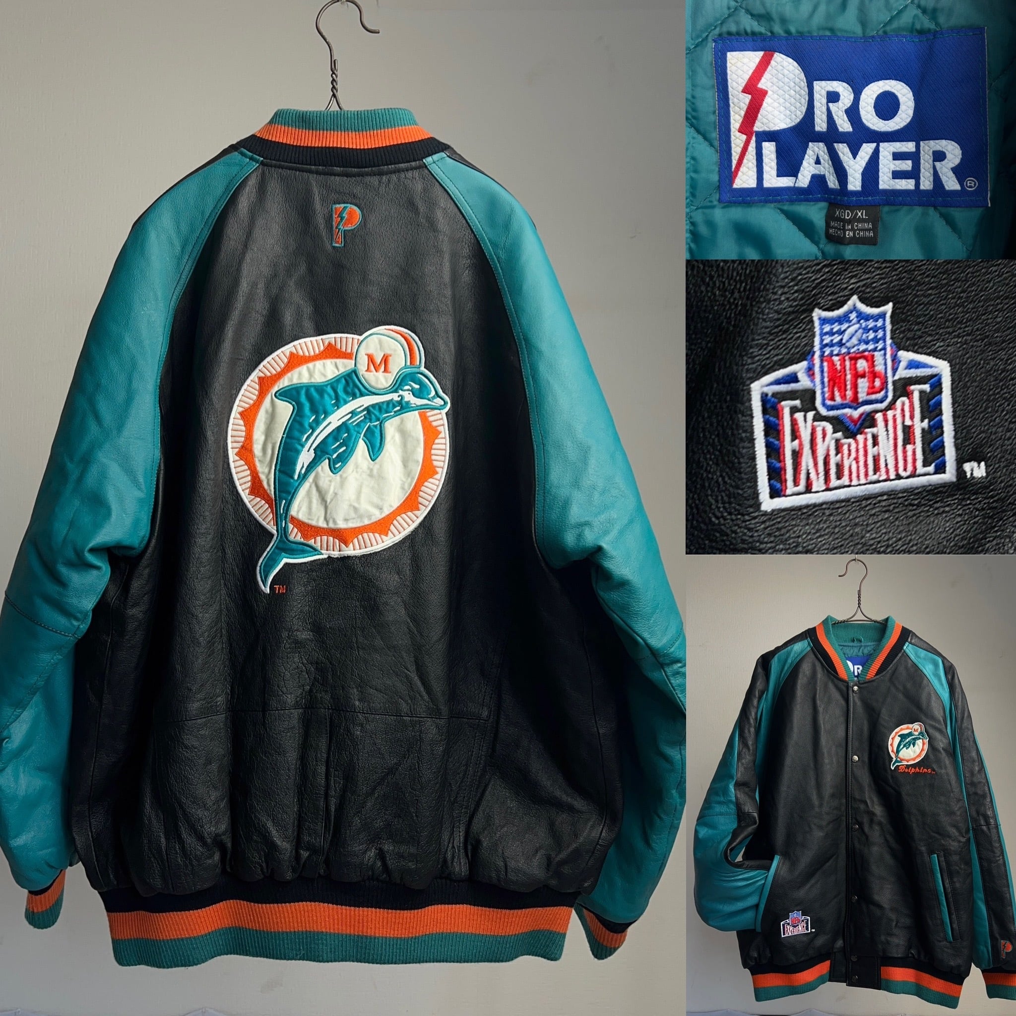 90's~ NFL “Dolphins” LEATHER STADIUM JACKET【0801A05】【送料無料