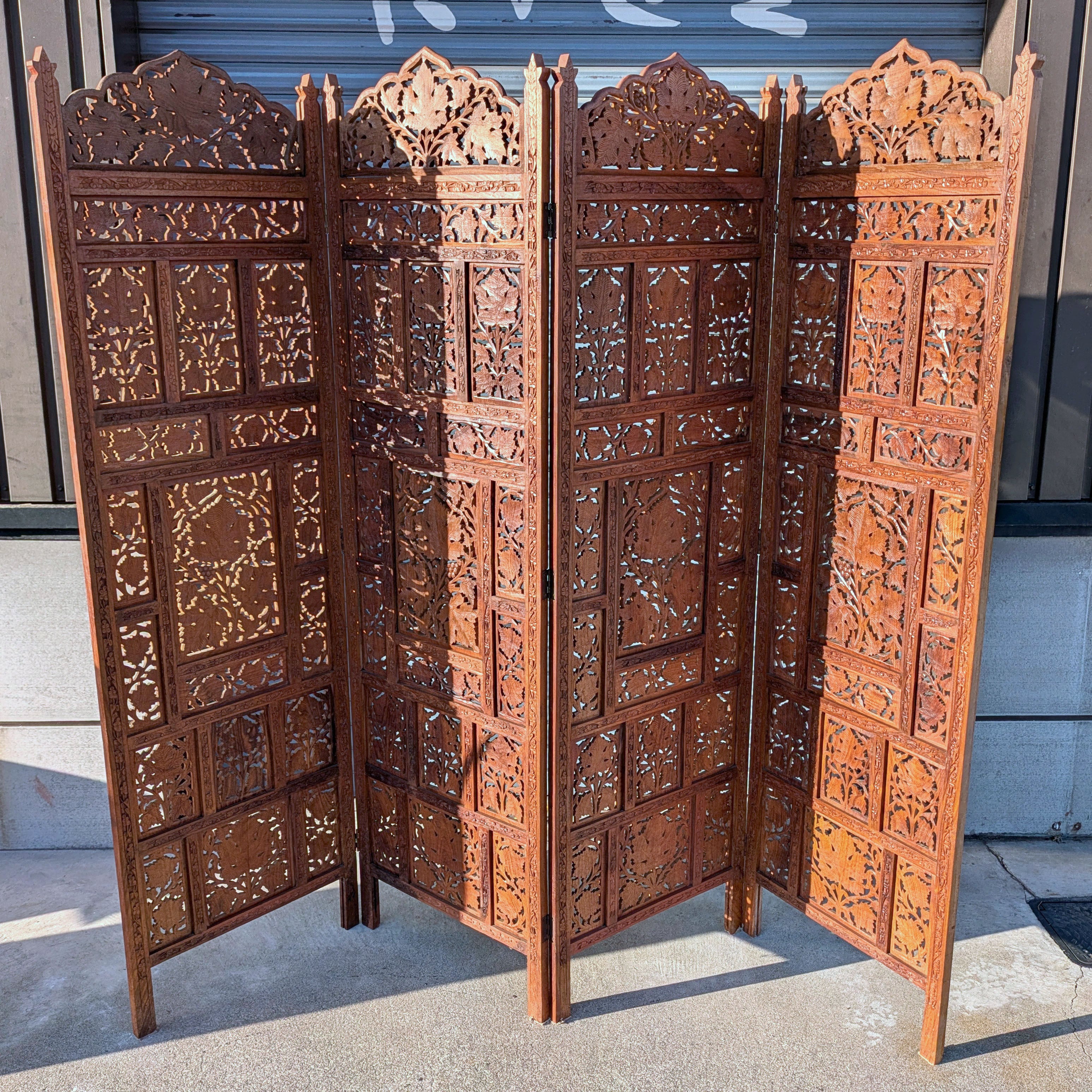 パーテーション・パーティション・間仕切り・衝立・4連・木彫・透かし