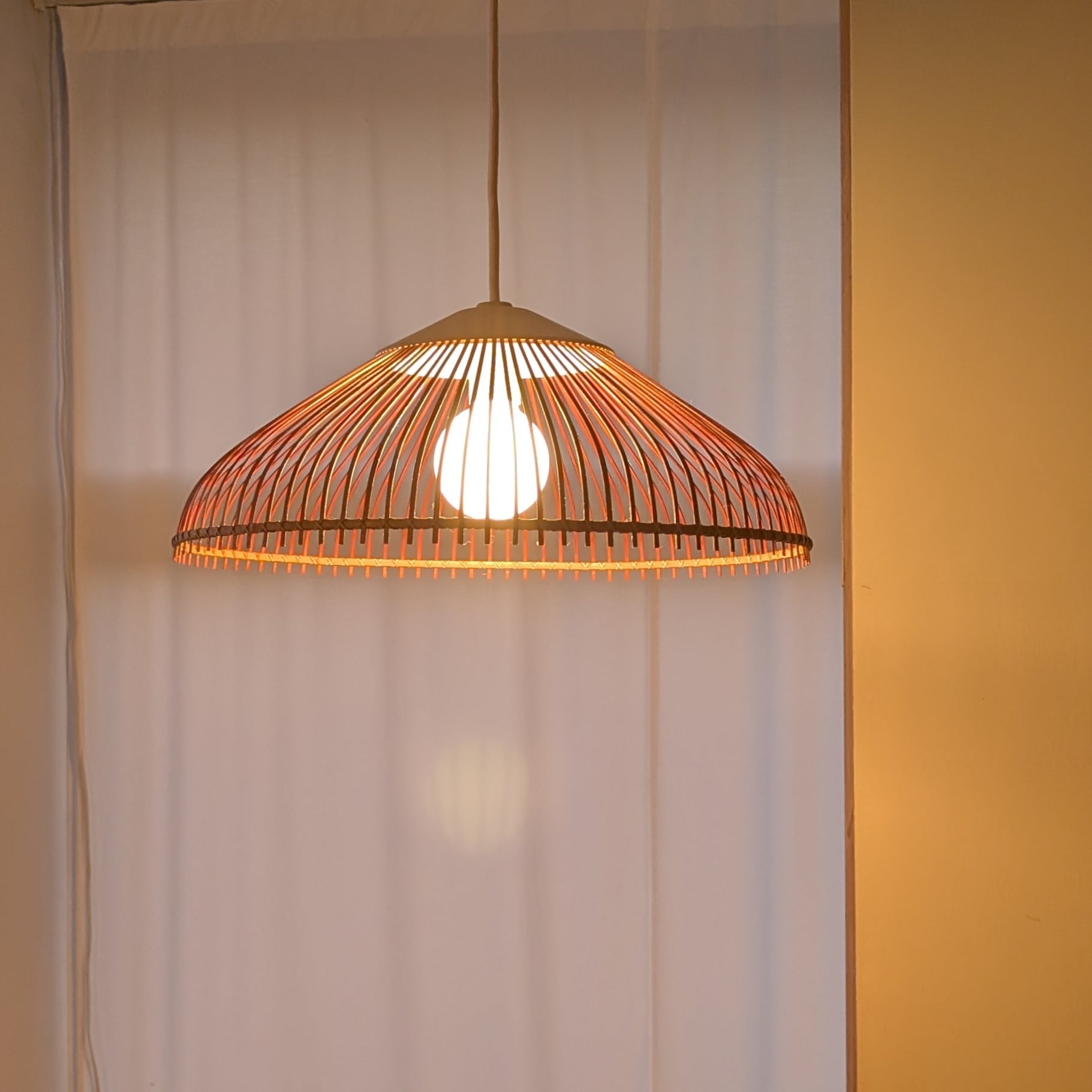 送料込 竹製 ヴィンテージ ハンギングランプ ペンダントランプ