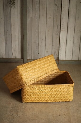 状態良く形の綺麗な古い竹編みの収納かご 行李 | denbee 古道具