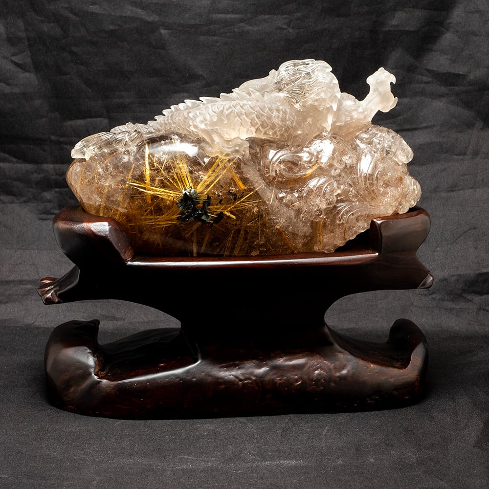 ルチルクォーツ 龍 置物 風水 開運祈願 金運祈願 開運 金運 財産運