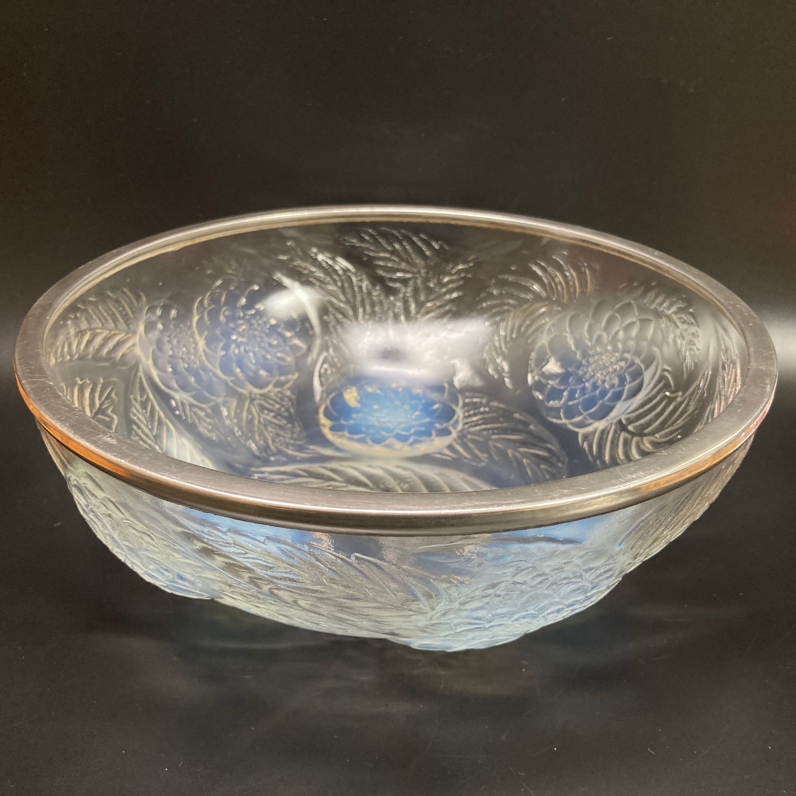 R.LALIQUE ルネ・ラリック 菊紋硝子鉢 ボウル「Dahlias」ダリア 24cm