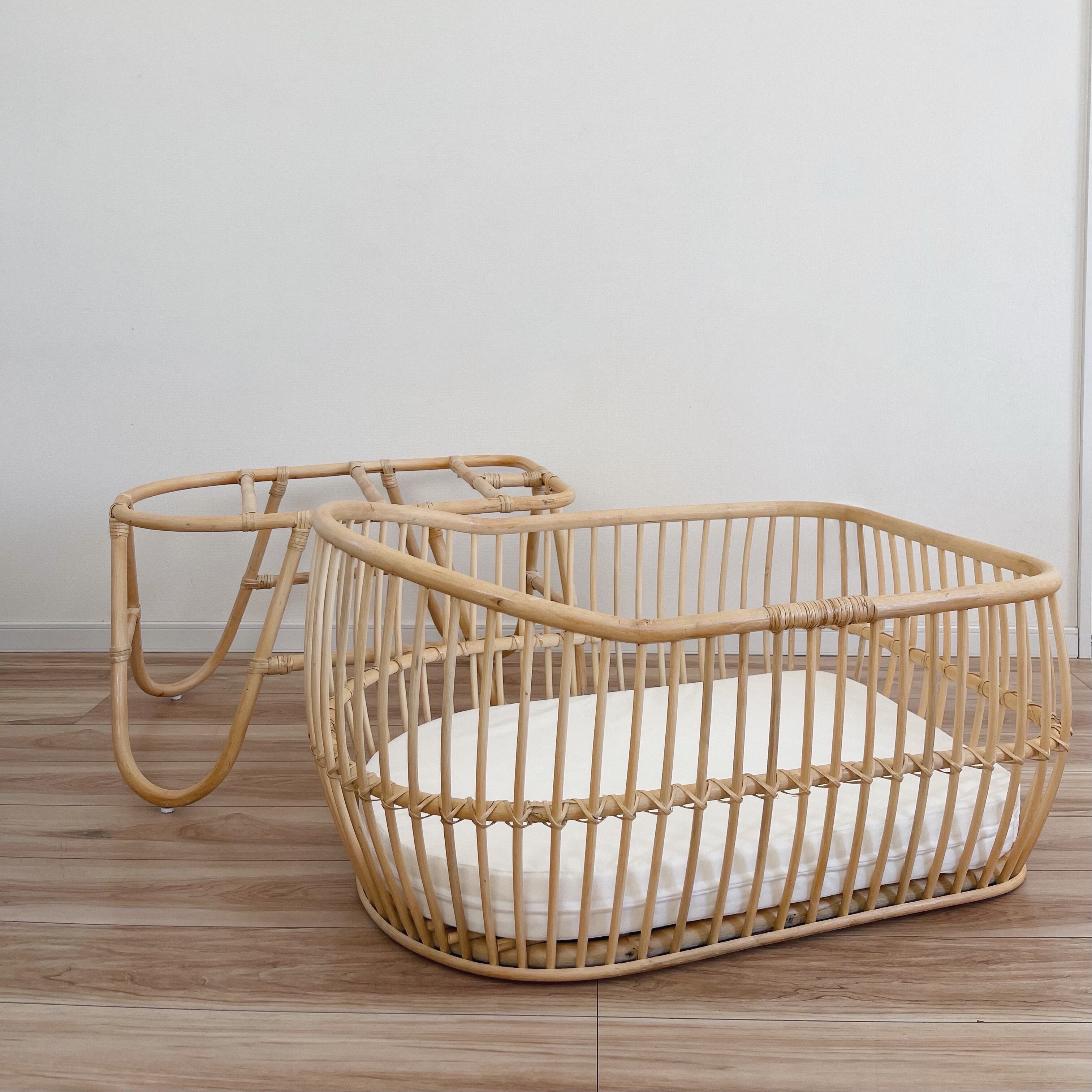 数量限定】ラタン ベビーベッド (マットレス付) | HappyFace ラタン