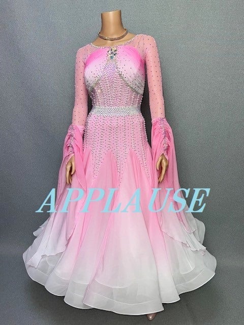 新着】社交ダンス ドレス スタンダード モダンドレス ピンクグラデ