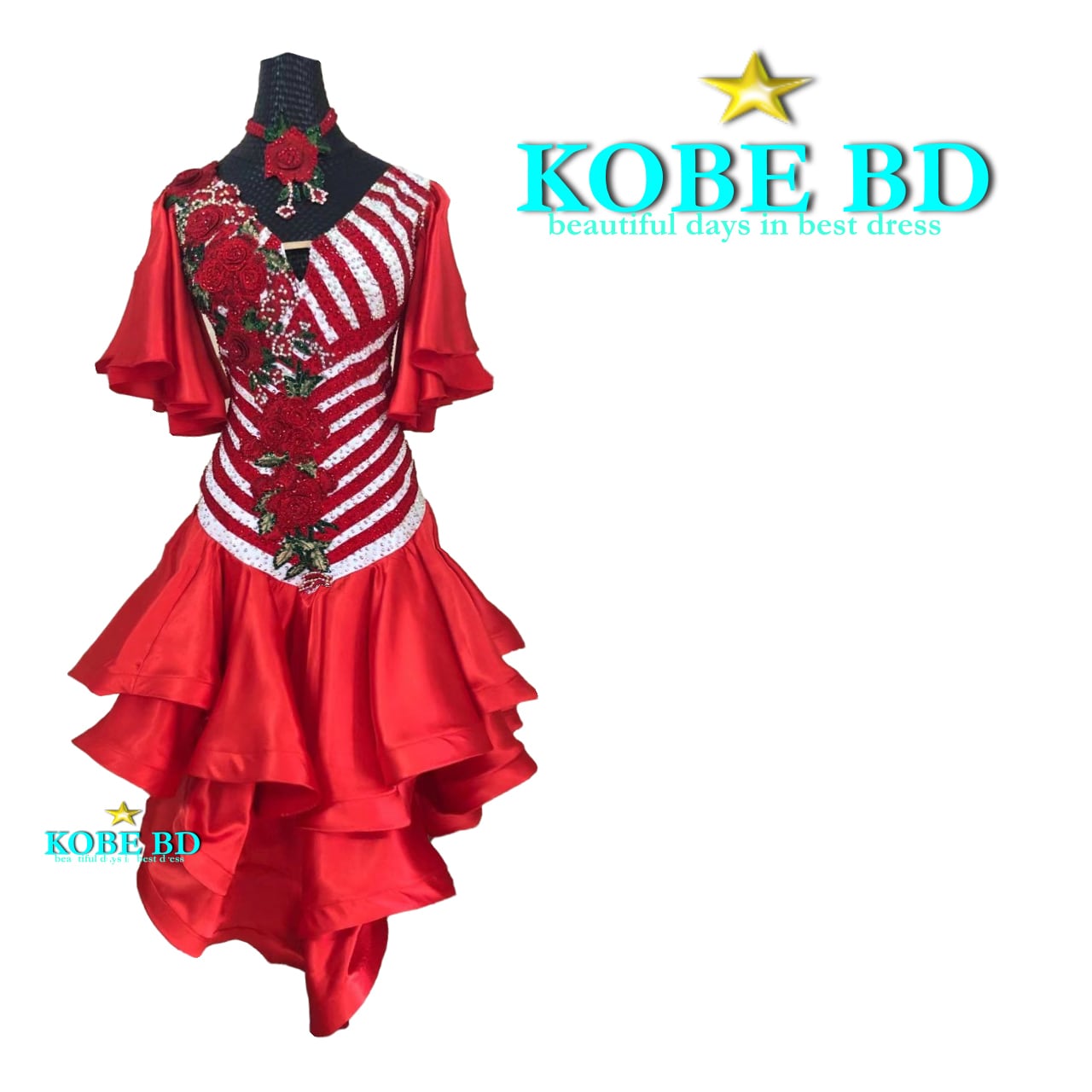 社交ダンスラテンドレス】Red 赤【商品番号 250211 】 | 社交ダンス