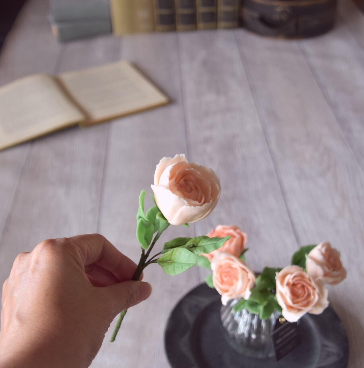 ◇粘土のお花◇ 薔薇 サーモンピンク B822 | oldfantasy