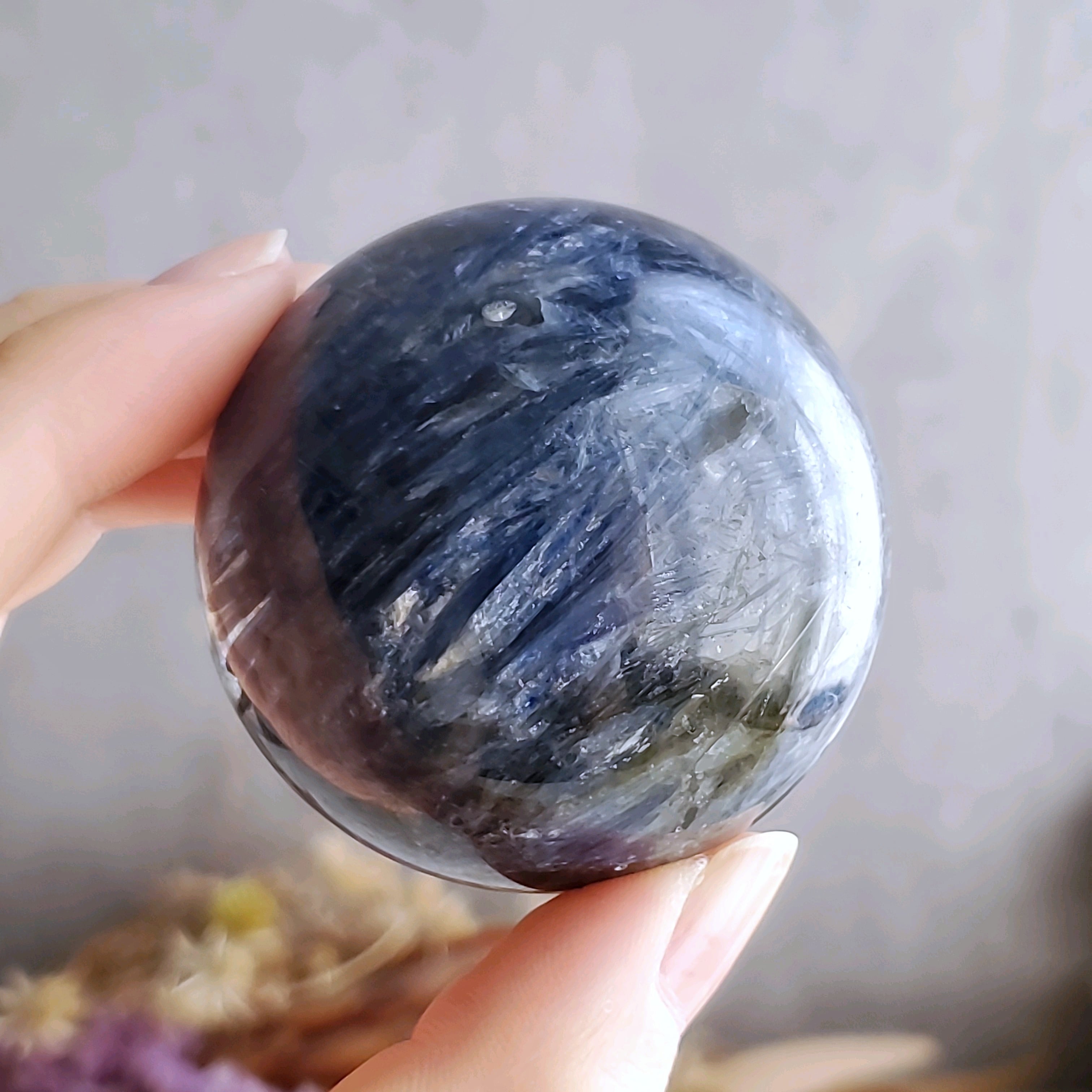 高品質】 カイヤナイト スフィア カイヤナイトインクォーツ B
