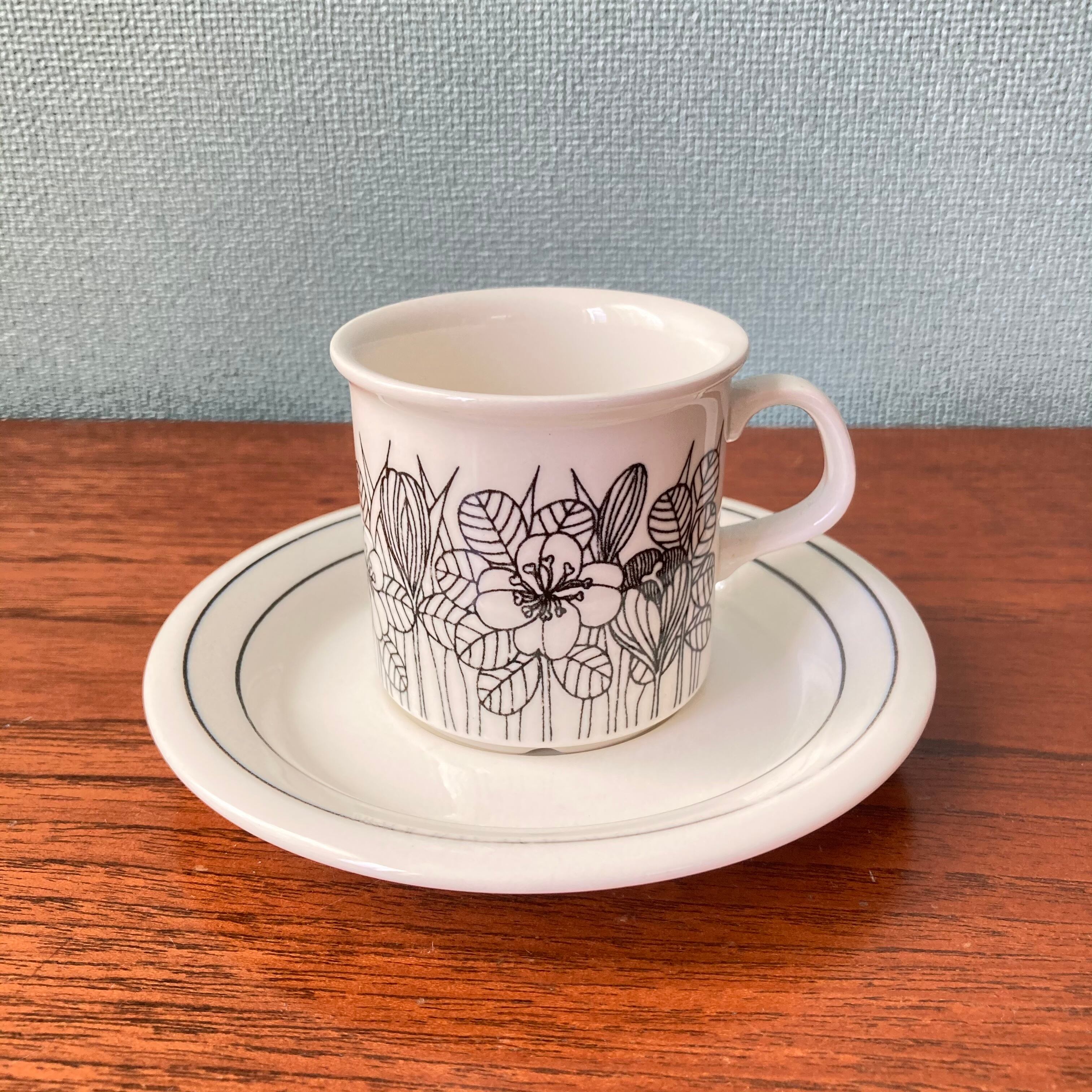 アラビア クロッカス（モノクロ）2 コーヒーカップ＆ソーサー 【ARABIA