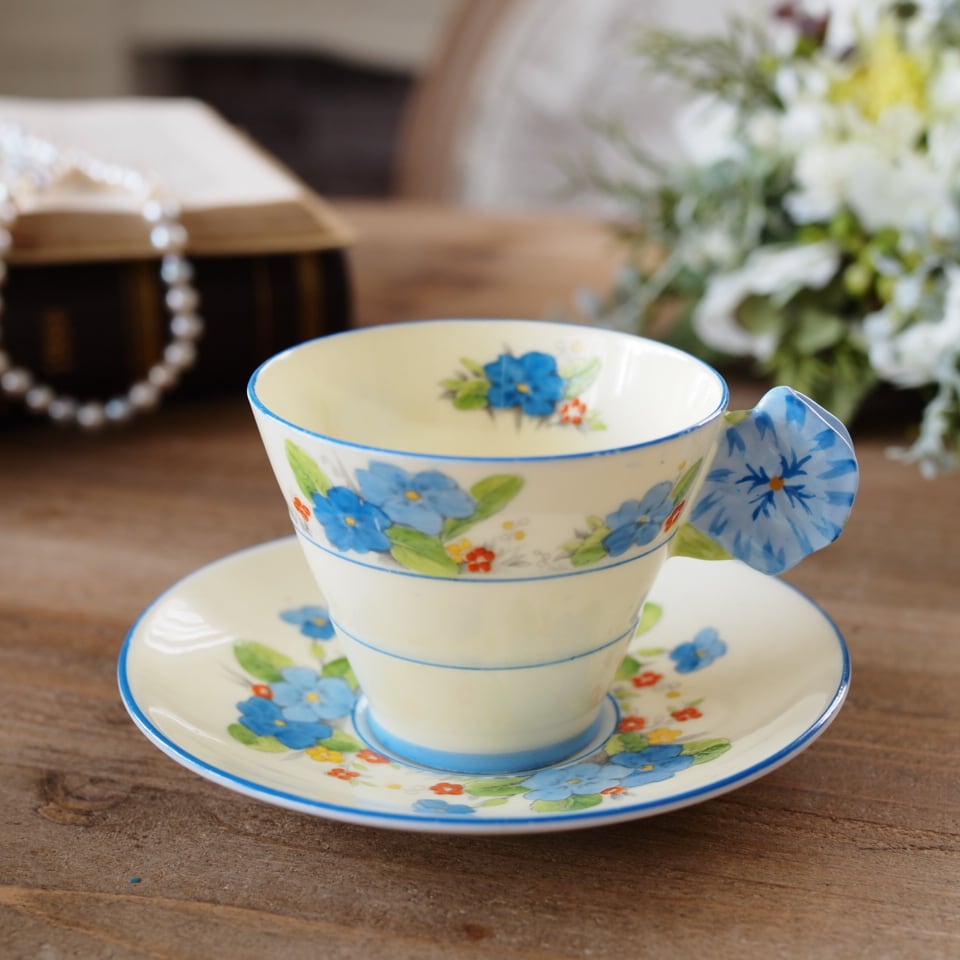 英国Paragon】パラゴン プリムローズボーダー フラワーハンドル カップ