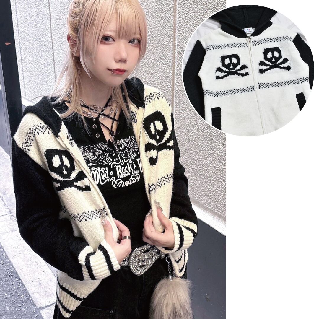 スカルニットZIPパーカー | VOLCAN&APHRODITE