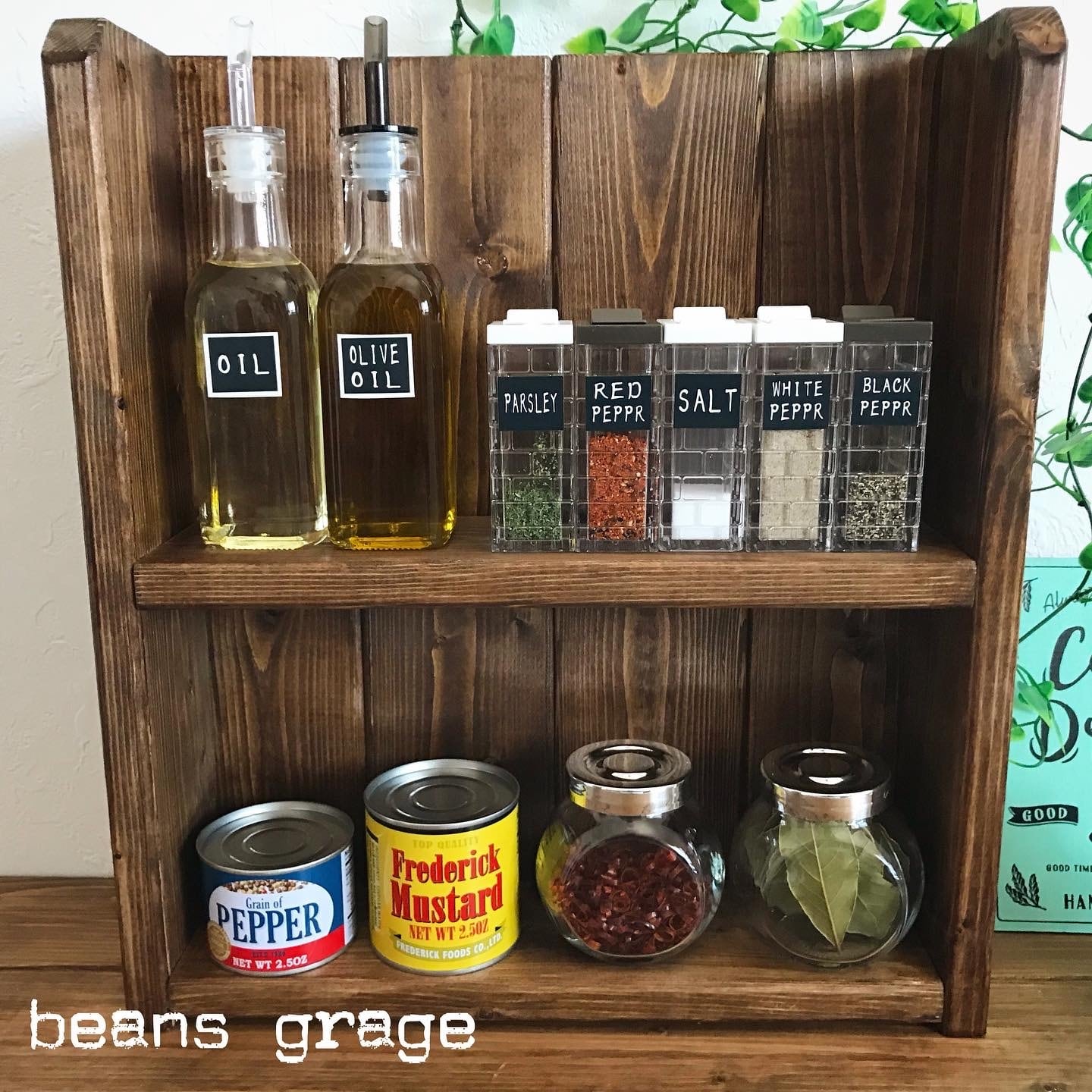 スパイスラック 無垢材 飾り棚 調味料棚 ディスプレイ棚 アクセサリー