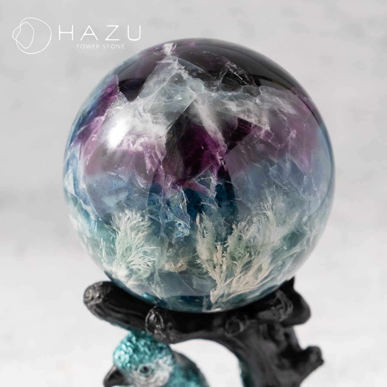 1点もの】絶品フェザーインフローライト・スフィア（台座付） | 天然石HAZU