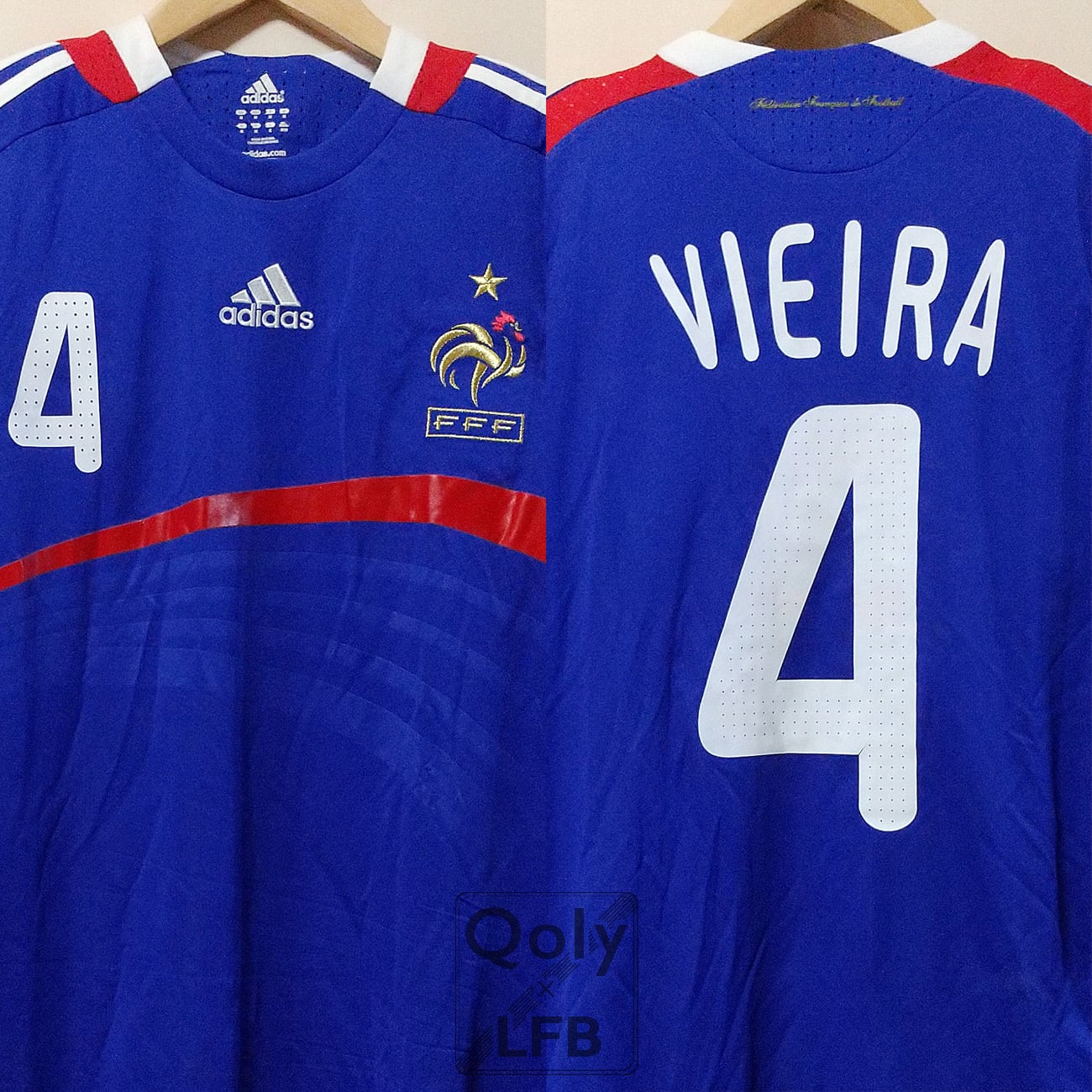 フランス代表 2008 adidas ホーム半袖 ユニフォーム #4 VIEIRA