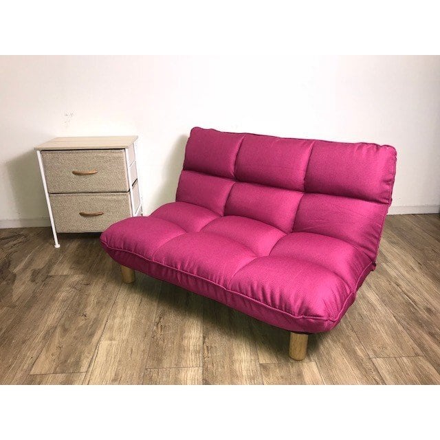 リクライニングソファー 脚付き 2人掛け 2way ローソファー 4カラー