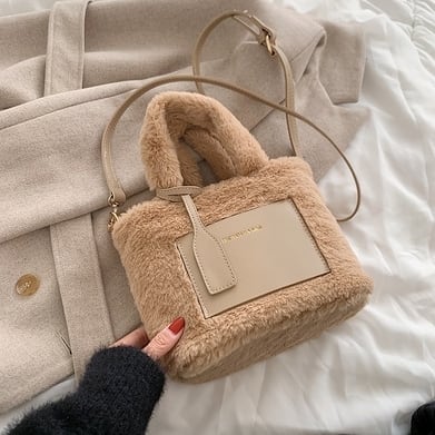 送料無料】 ショルダーバッグ ハンドバッグ 2way ファー 異素材