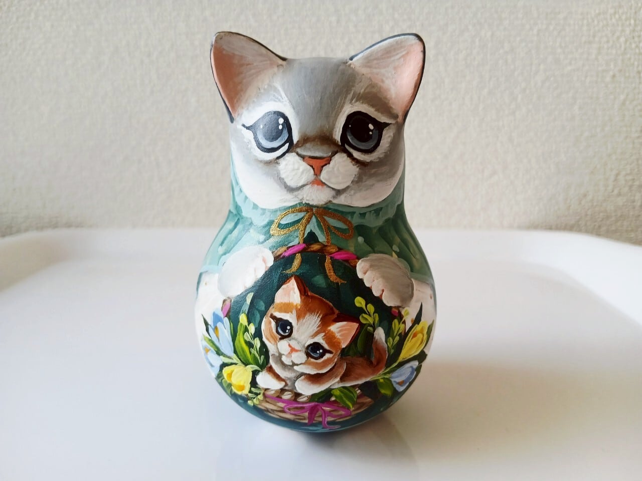 CBT104】9cm級 北欧雑貨 ネコのおきあがりこぼし(大) スベトラーナ