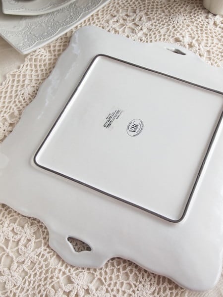 イタリア 食器 ラ・セラミカ レース ハンドル レクト プレート 皿