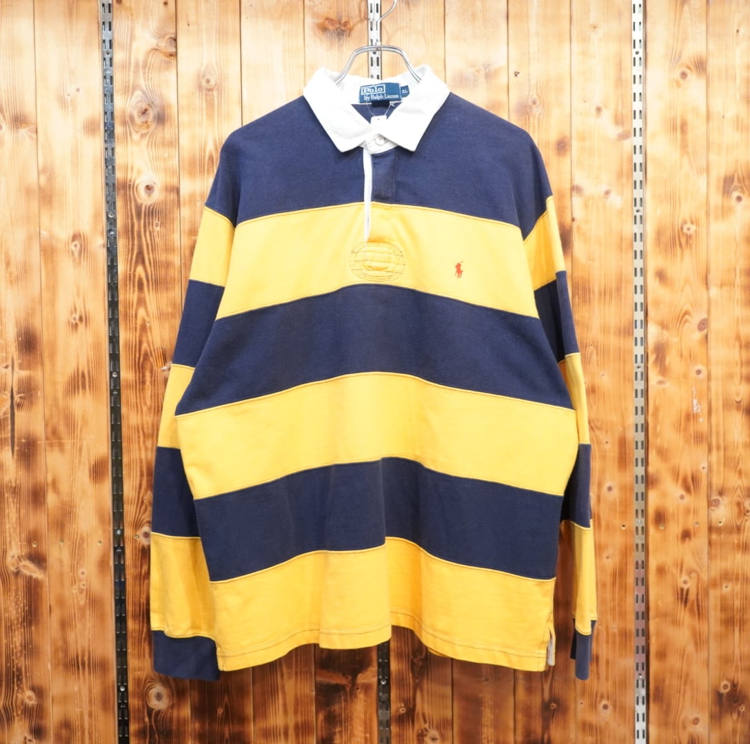 希少】POLO RALPH LAUREN＊ワイドボーダー＊ラガーシャツ＊XL
