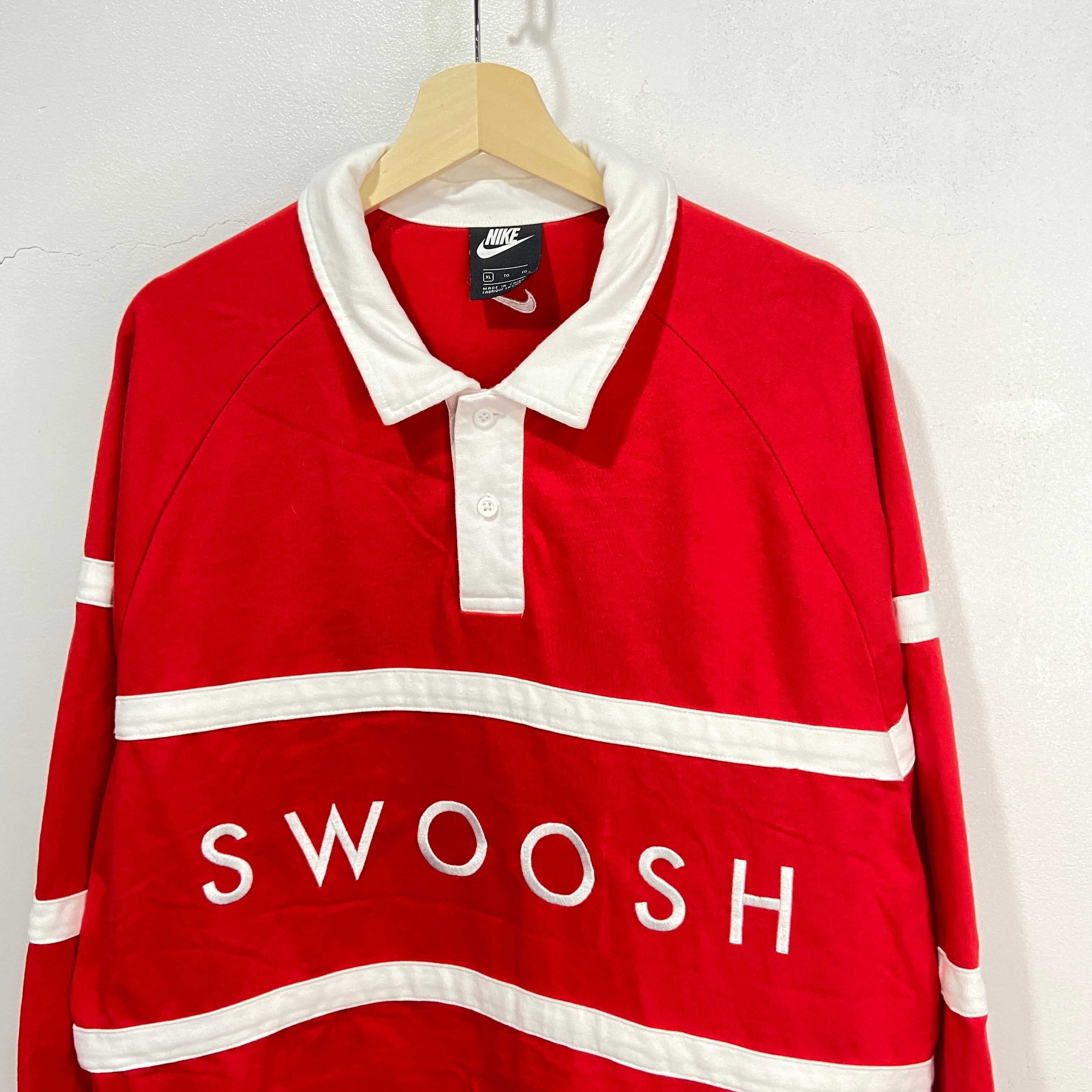 送料無料』NIKE ナイキ ラガーシャツ ビッグロゴ SWOOSH XL 赤