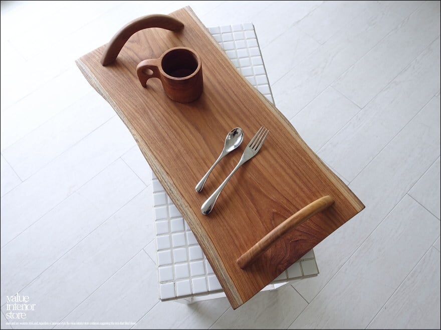 チーク無垢材 サービングトレイN/01 お盆 一枚板トレー 大型トレイ