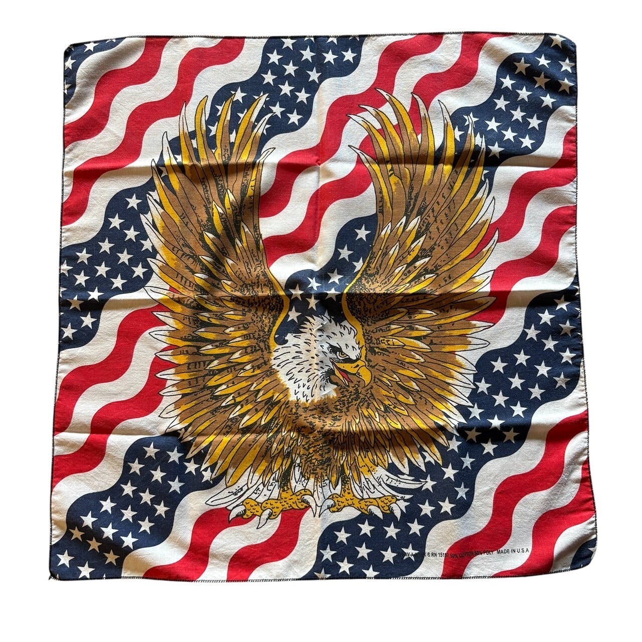 80's 90's USA製 星条旗 アメリカ国旗 アメリカンイーグル 鷲 バンダナ