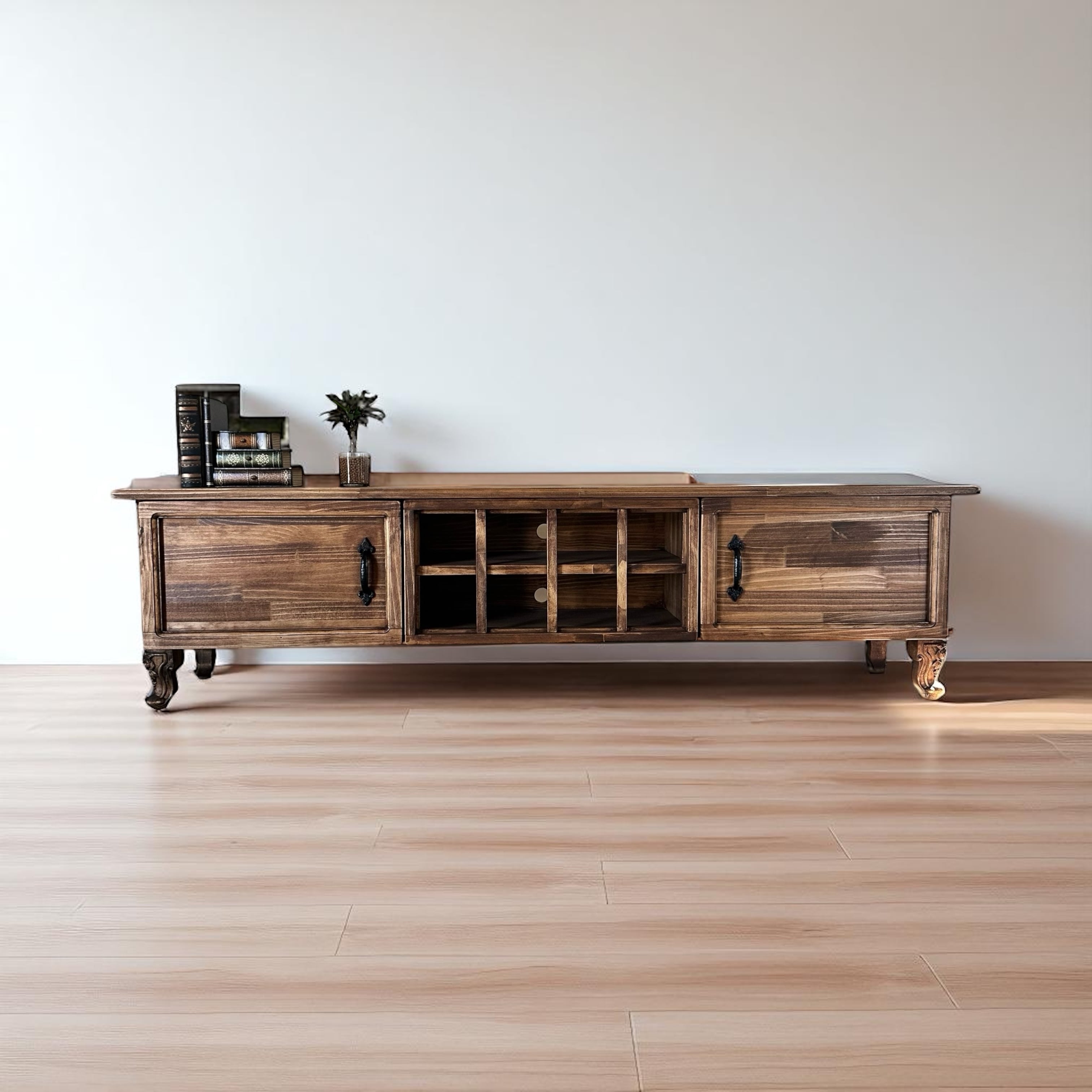 美しい英国 猫脚 テレビボードA アンティーク テレビ台 ラック 木製