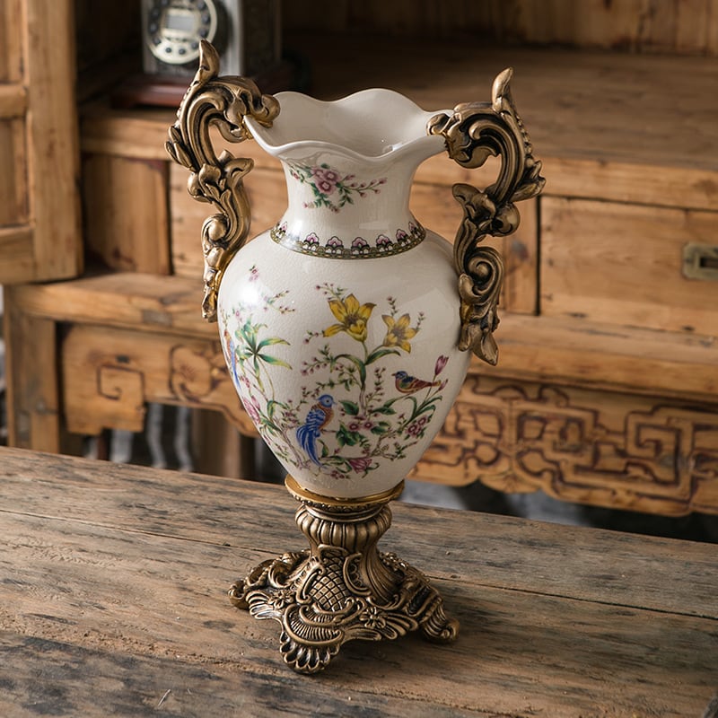 花瓶 フラワーベース 大型 高さ 43cm おしゃれ クラックル ドライ