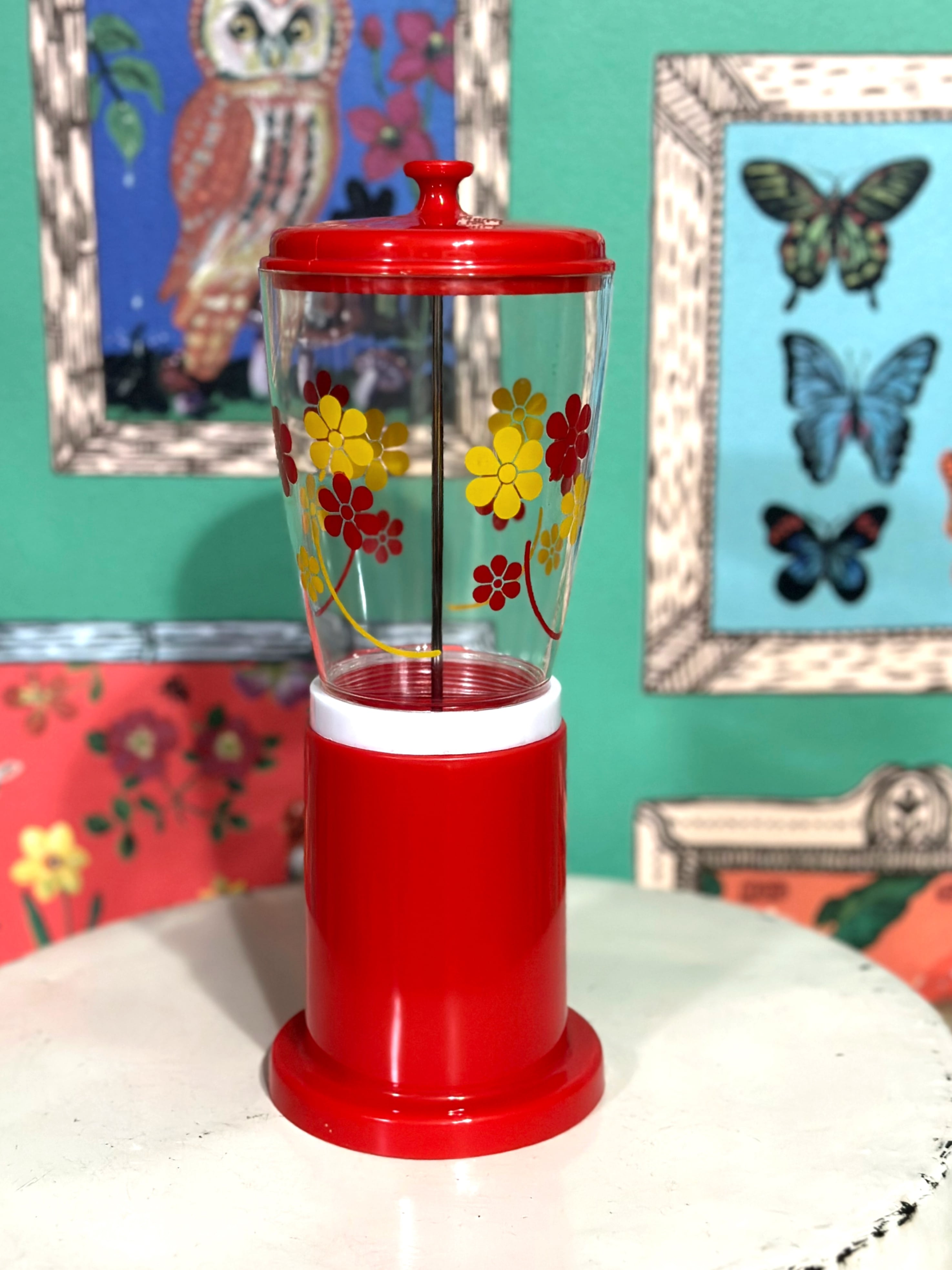 レトロポップ 箸立て カトラリー入れ 赤 トーワ TOWA 花柄 昭和レトロ