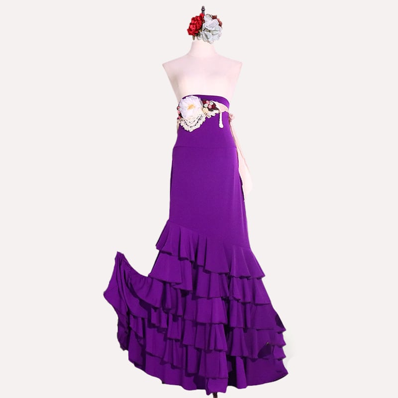 フラメンコ ファルダ 衣装 赤／黒 水玉 1039 | aficionada