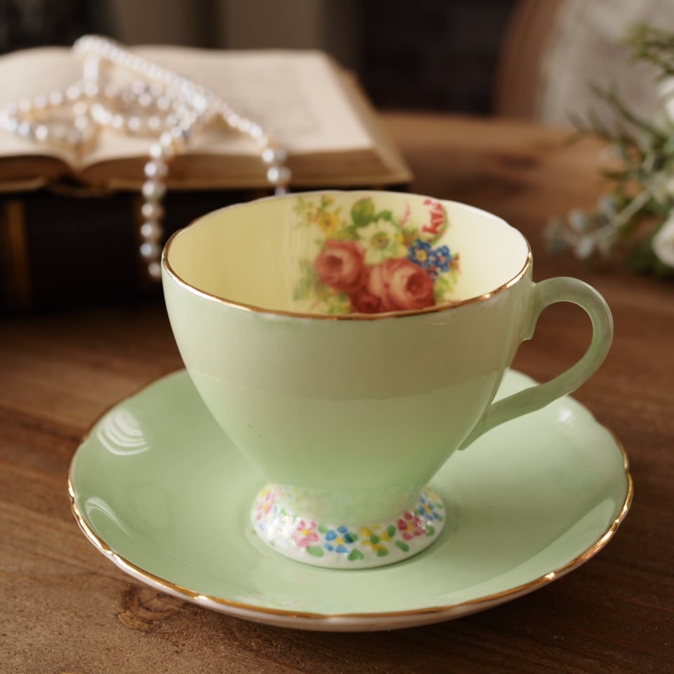 限定1客【美品】英国ミントンminton アードモア トリオ カップ