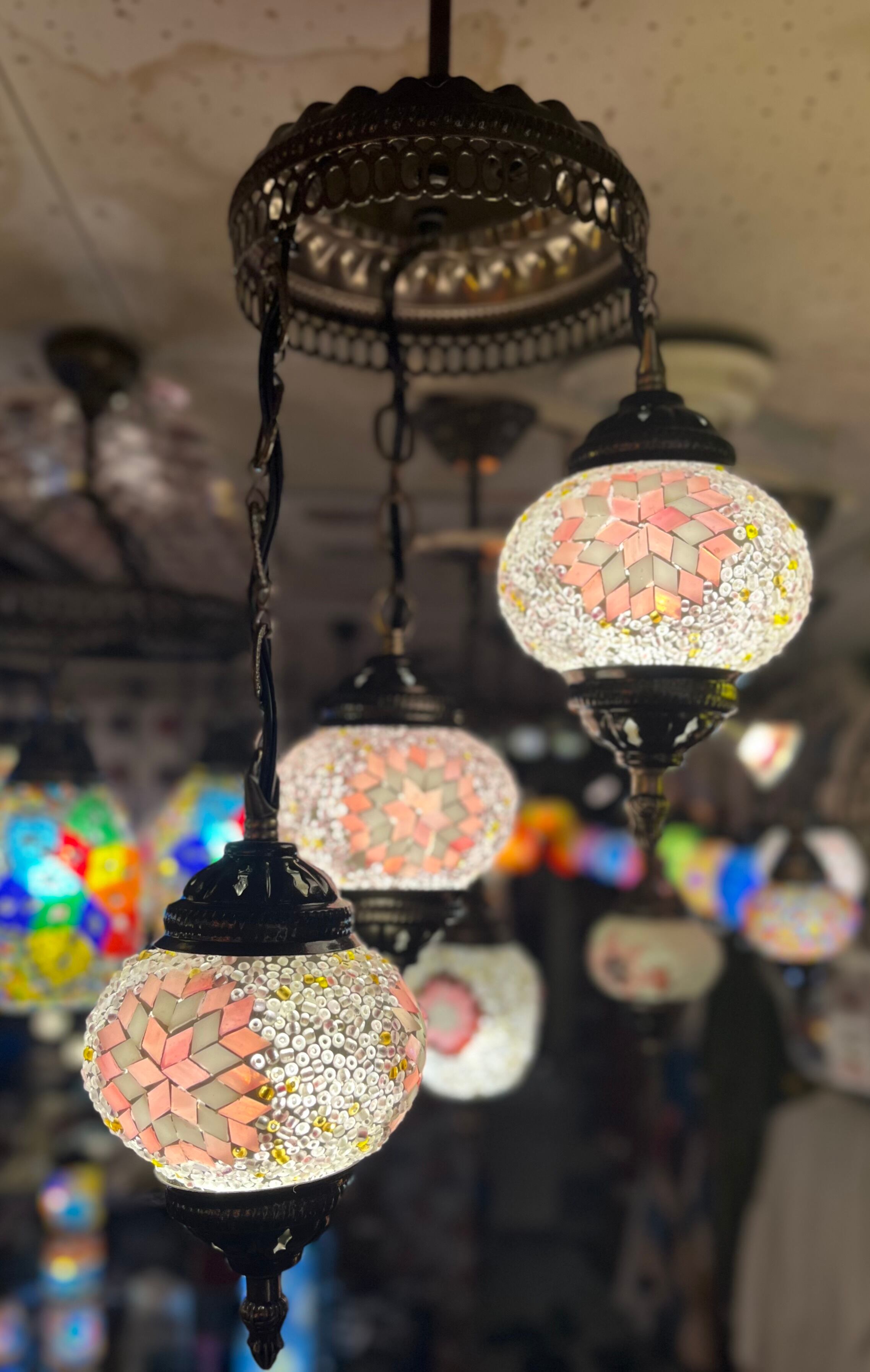 藤*貴様 引掛けシーリング用 トルコランプ 職人手作り カラーガラス