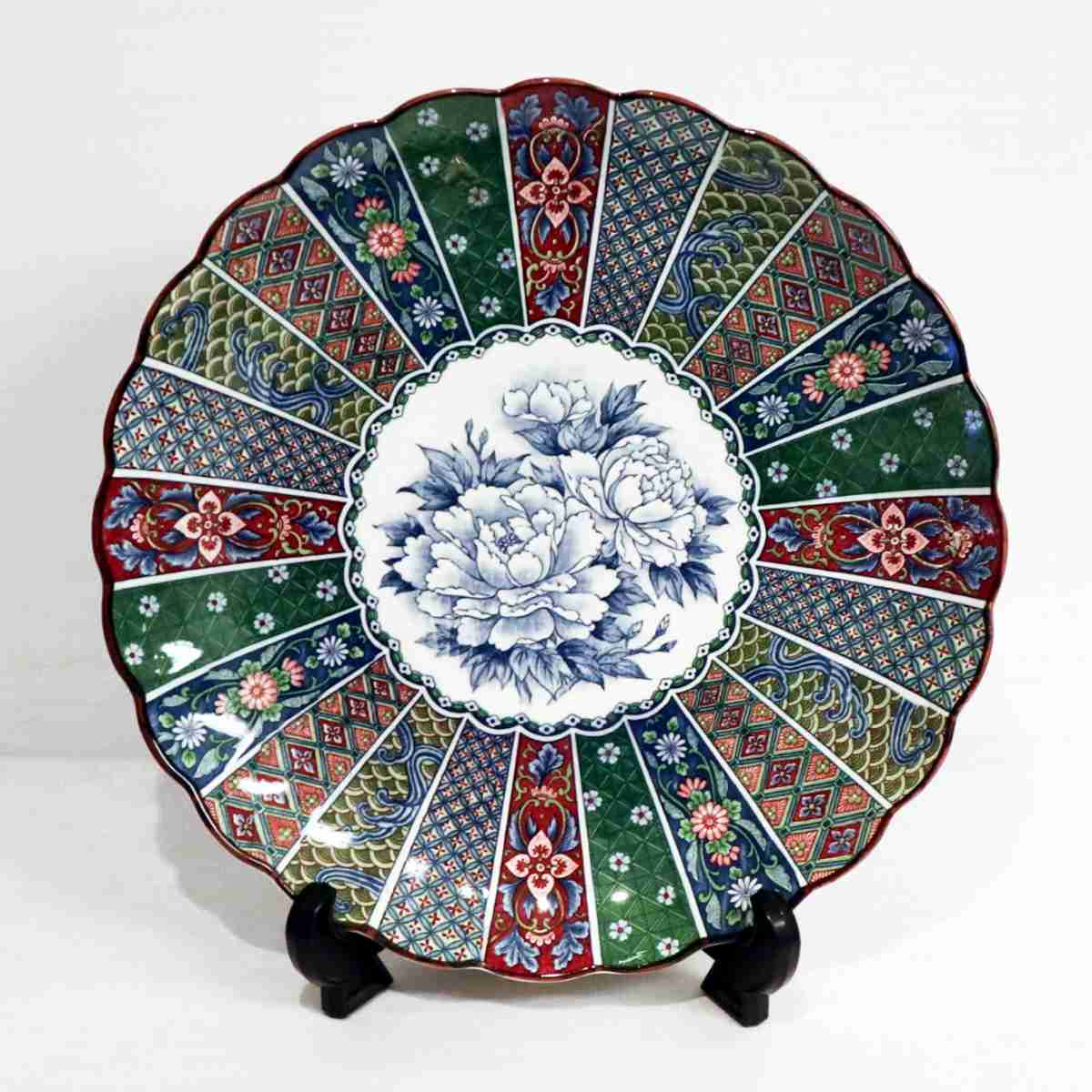 平野窯・花模様・大皿・絵皿・飾り皿・No.200421-031・梱包サイズ80