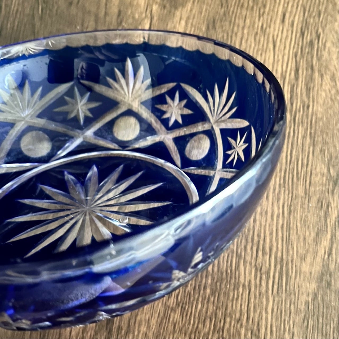 訳あり＞切子 青 大鉢 ボウル1個 色被せガラス ブルー | 古美術 希