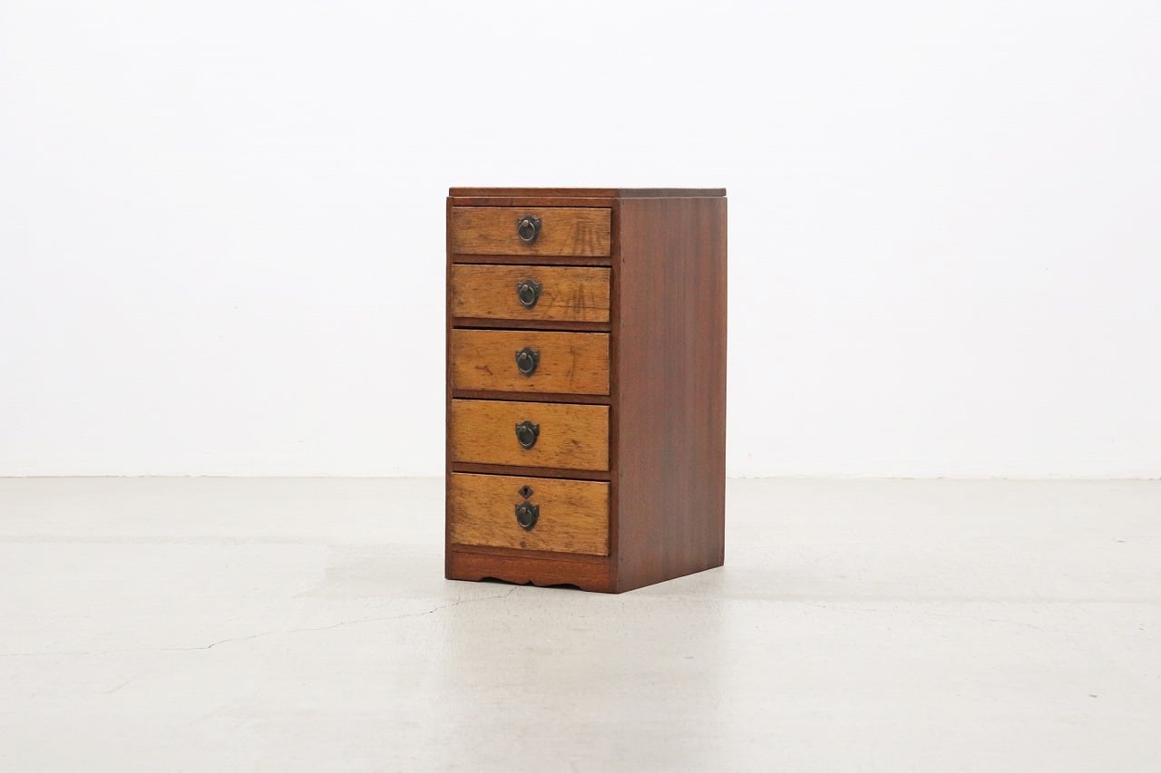 沼津店】 レトロ 5杯 小引き出し 収納 抽斗 書類 小物入れ A4