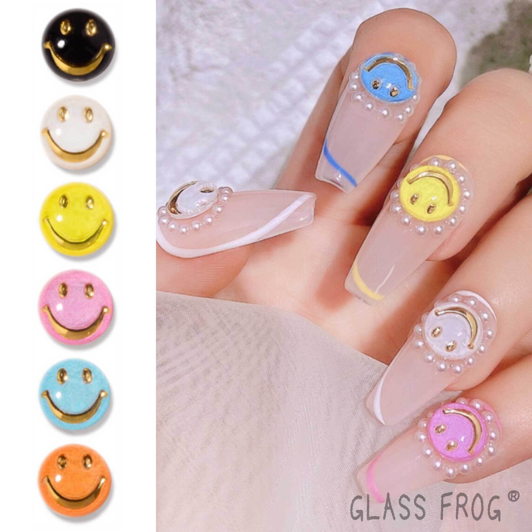 ネイルパーツ にこちゃん スマイル 6色×8個 計48個セット セルフネイル