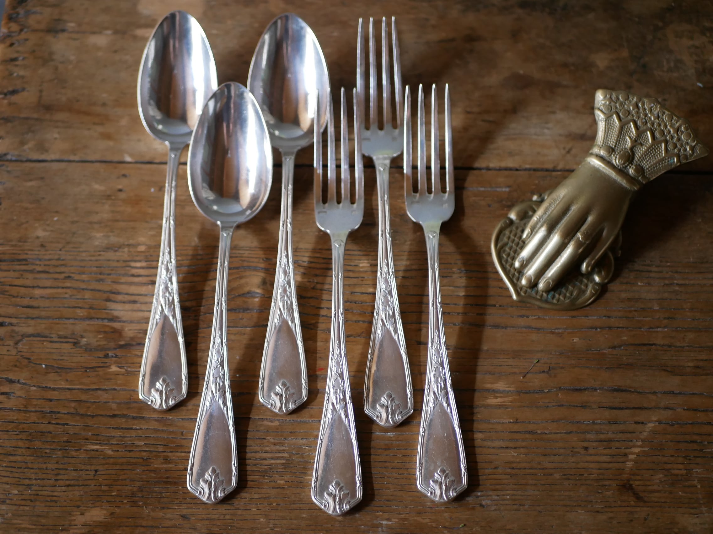 フランスアンティーク 彫金カトラリー モノグラム入 フランス