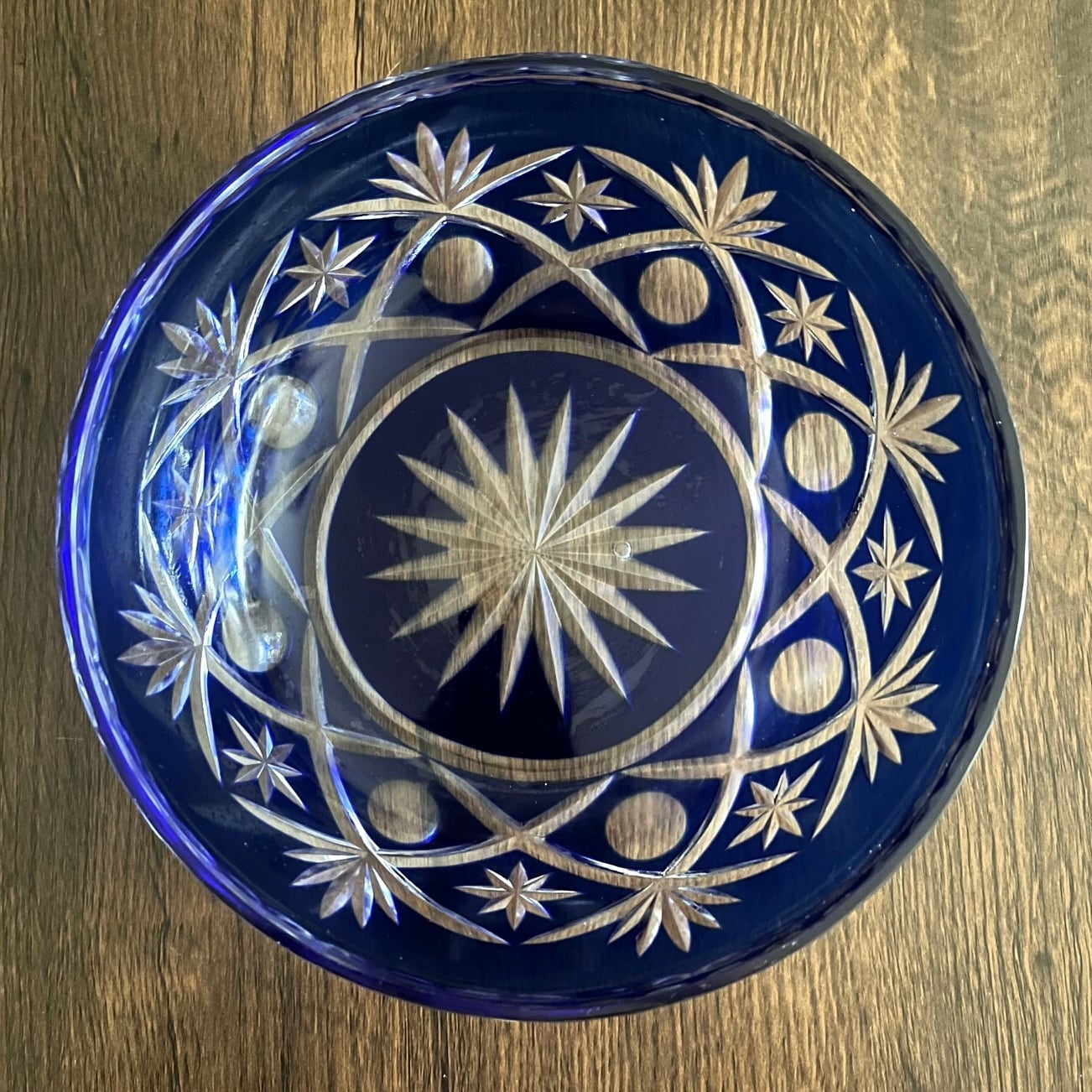 訳あり＞切子 青 大鉢 ボウル1個 色被せガラス ブルー | 古美術 希