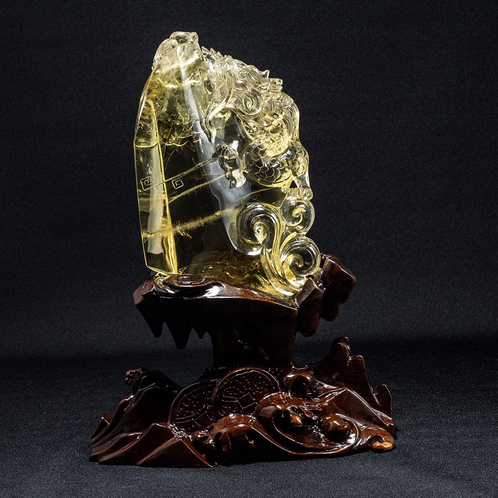 シトリン 龍 彫物 黄水晶 パワーストーン 開運祈願 商売繁盛 開運 金運