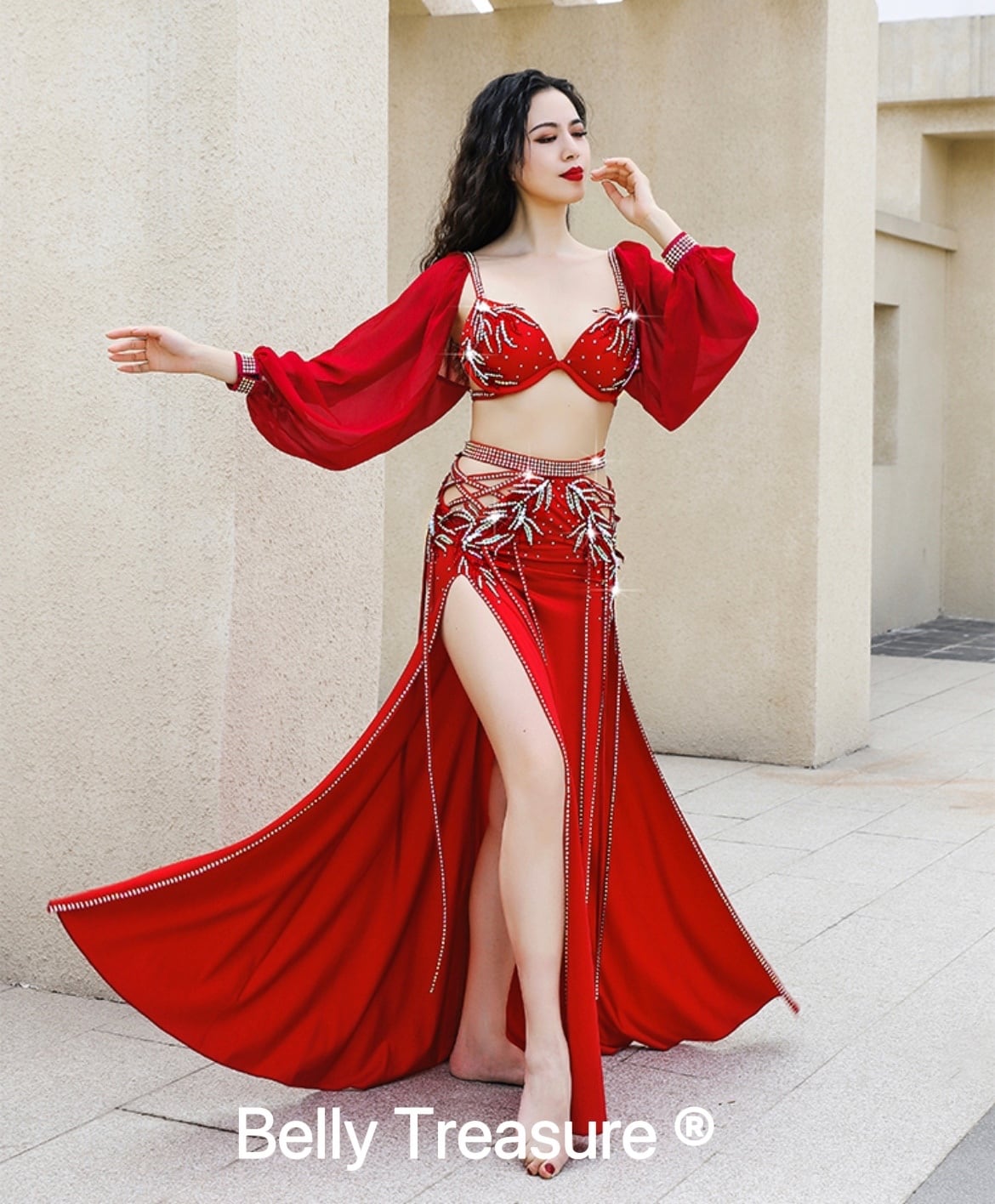 ベリーダンス衣装 2カラー ブラ スカート アーム3点セット CCZWYC082