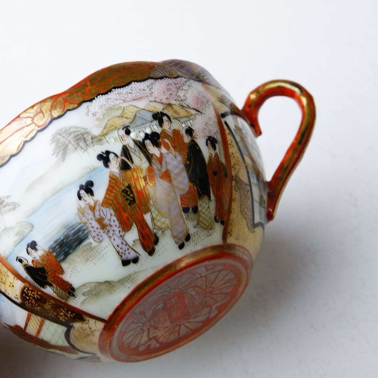 綿野安兵衛 明治九谷焼 上絵金彩人物図 綿安製 海外輸出用 里帰り品