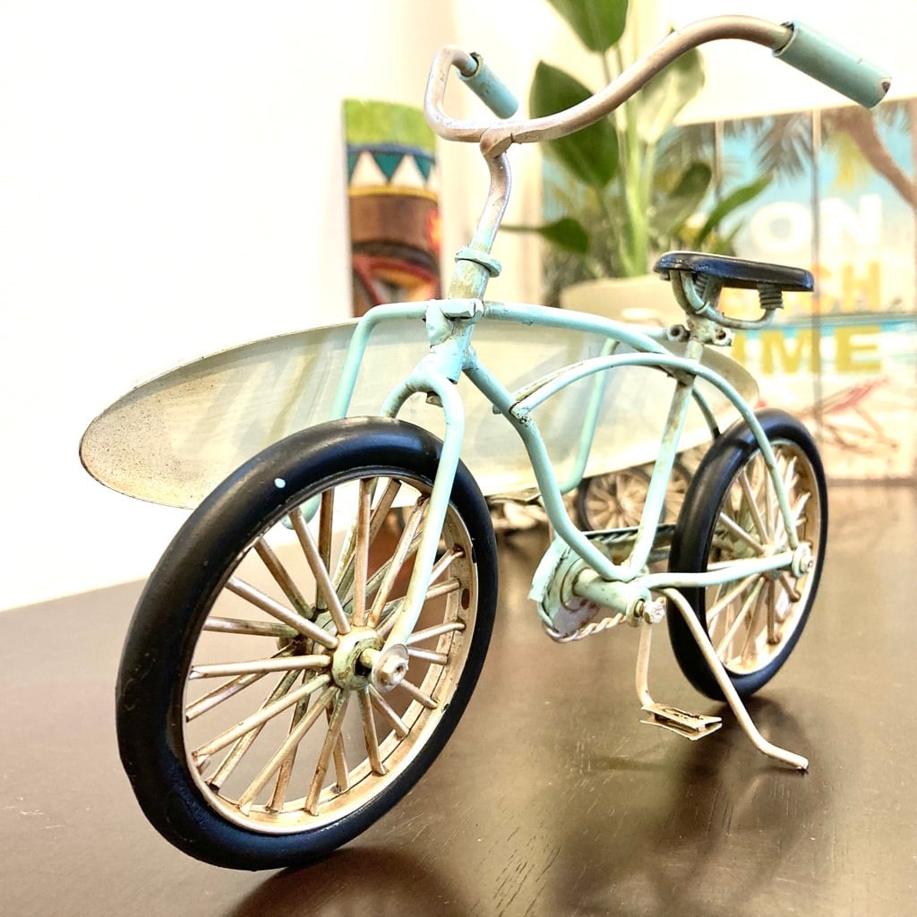 アンティーク加工ビーチクルーザー/ライトブルー サーフボード付き