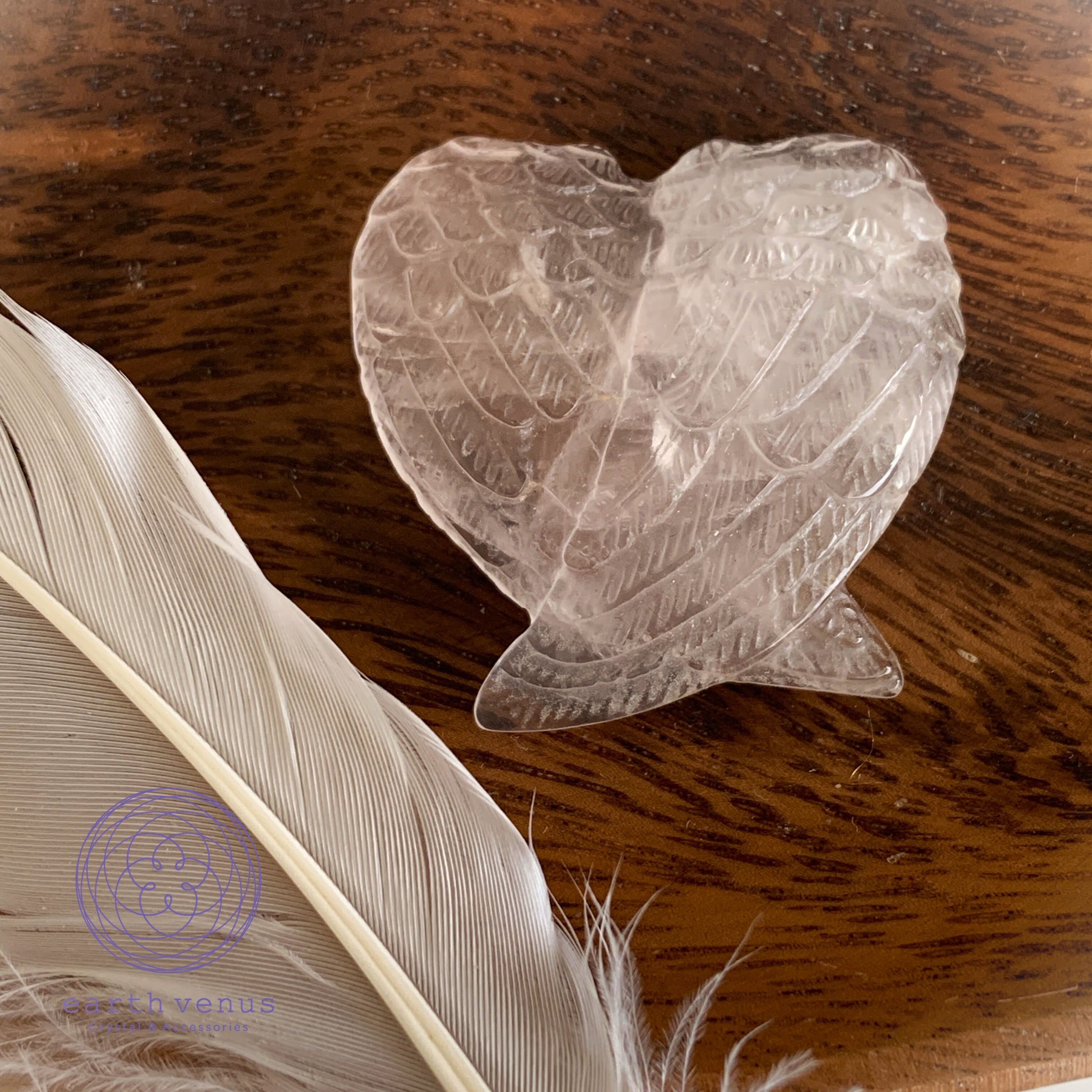 天使の羽根ハート型【ローズクォーツ】 | earth venus