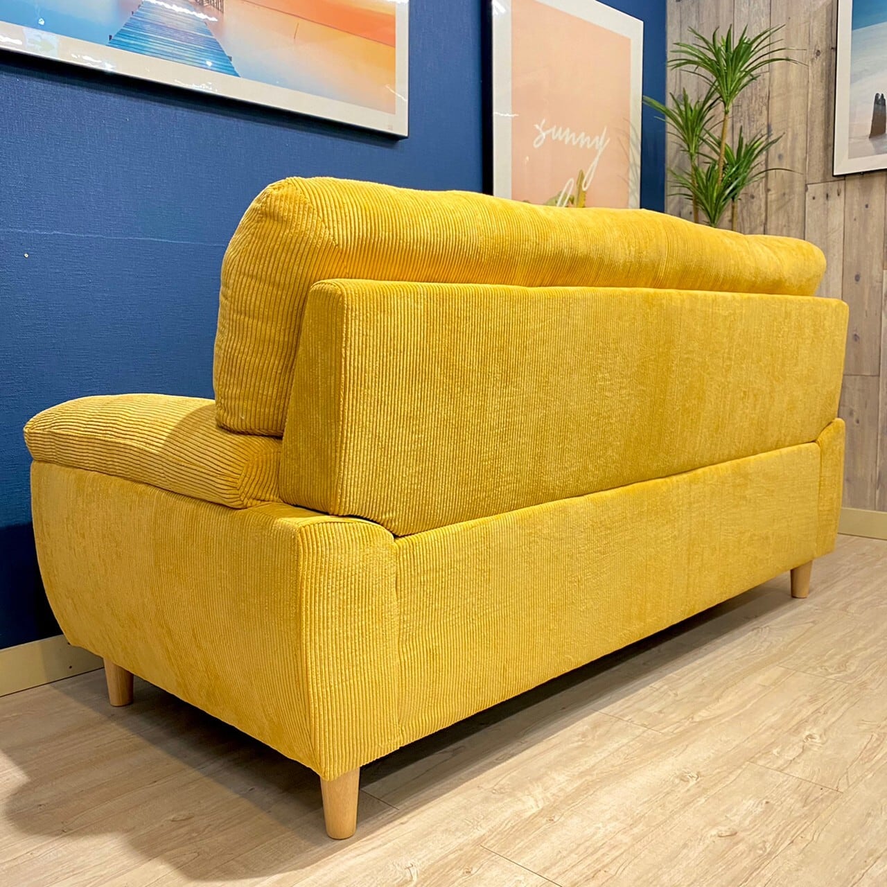 ハイバックボリュームソファ(マスタードイエロー)/3人掛け | JOYLY